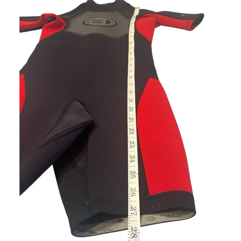 Kids Shorty Wetsuit Youth Medium 8 10 Black Red Neoprene Surf Swim Beach Ready